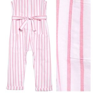 Kids' Cool Stripe Jumpsuit by STEM size 4 pink & white